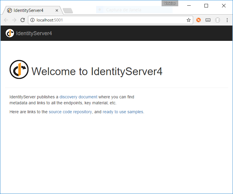 servidor identityserver4 rodando