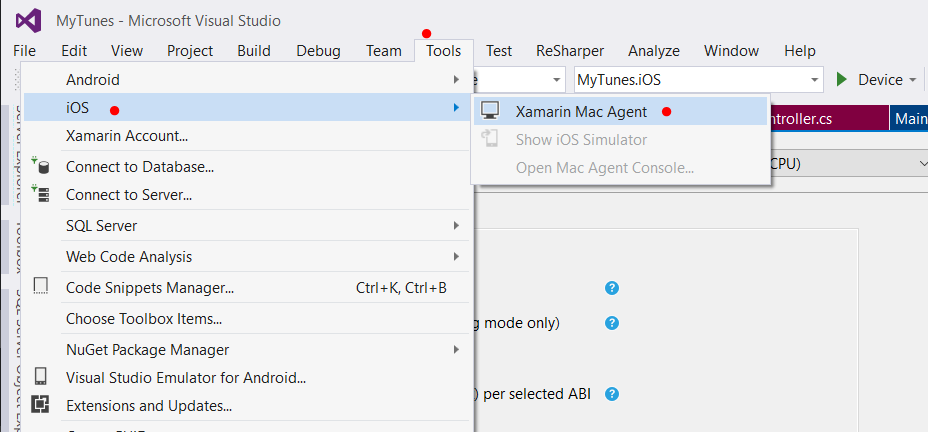 Xamarin Mac Agent no Visual Studio