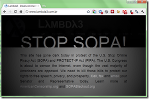 Site da Lambda3 contra a SOPA e PIPA