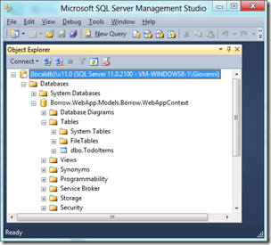 SQL Server 2012 Management Studio acessando LocalDB