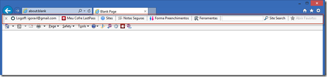 Internet Explorer após a instalação do LastPass