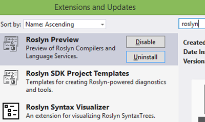 Roslyn nas extensões do Visual Studio