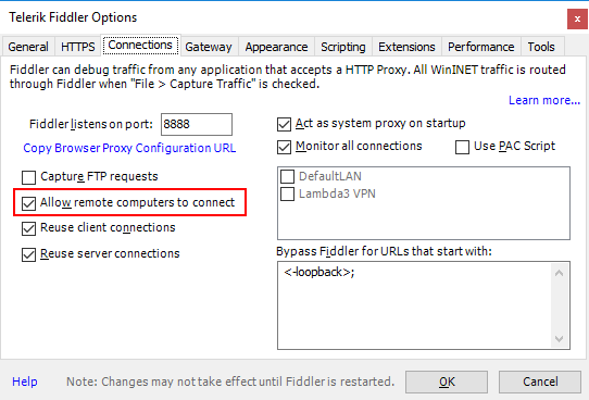 Allow Remote Connections Checkbox