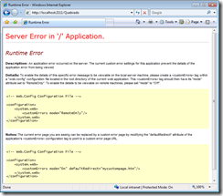 Erro Padrão do ASP.Net com ASP.Net MVC- CustomErrors On